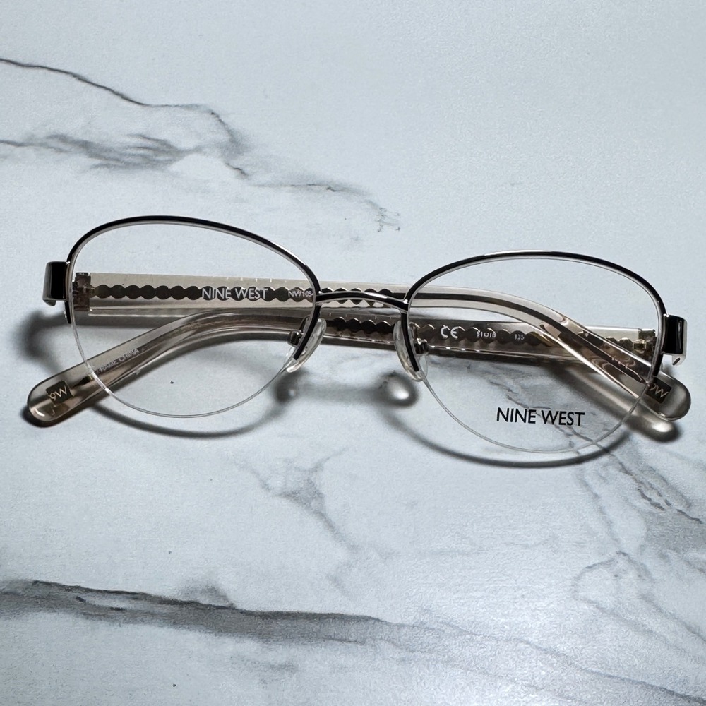 Nine West NW1054 717 Gold Semi Rimless Eyeglass Frames 51-18-135